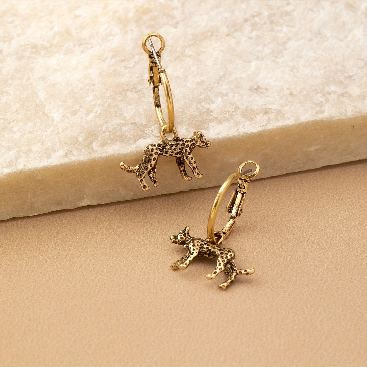 Leopard Charm Hoop Earrings