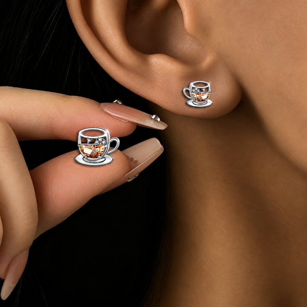 Dainty Coffee Cup Stud Earrings