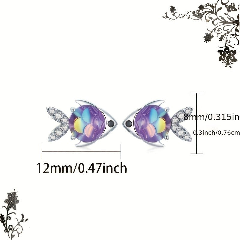 Cute Iridescent Fish Stud Earrings