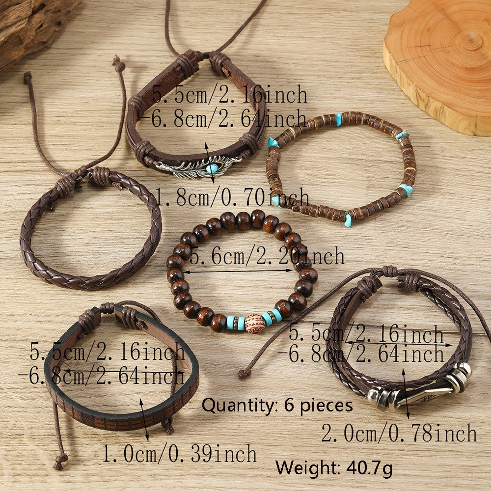 11pc Vintage Boho Feather & Tree of Life Bracelet Set