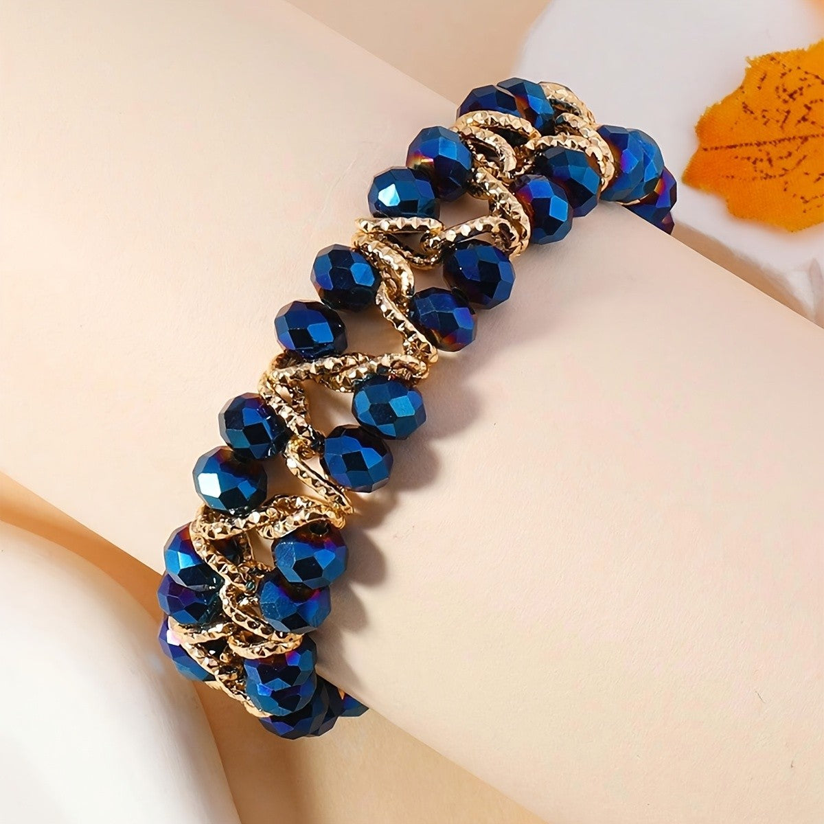 14k Boho Blue Crystal Bracelet
