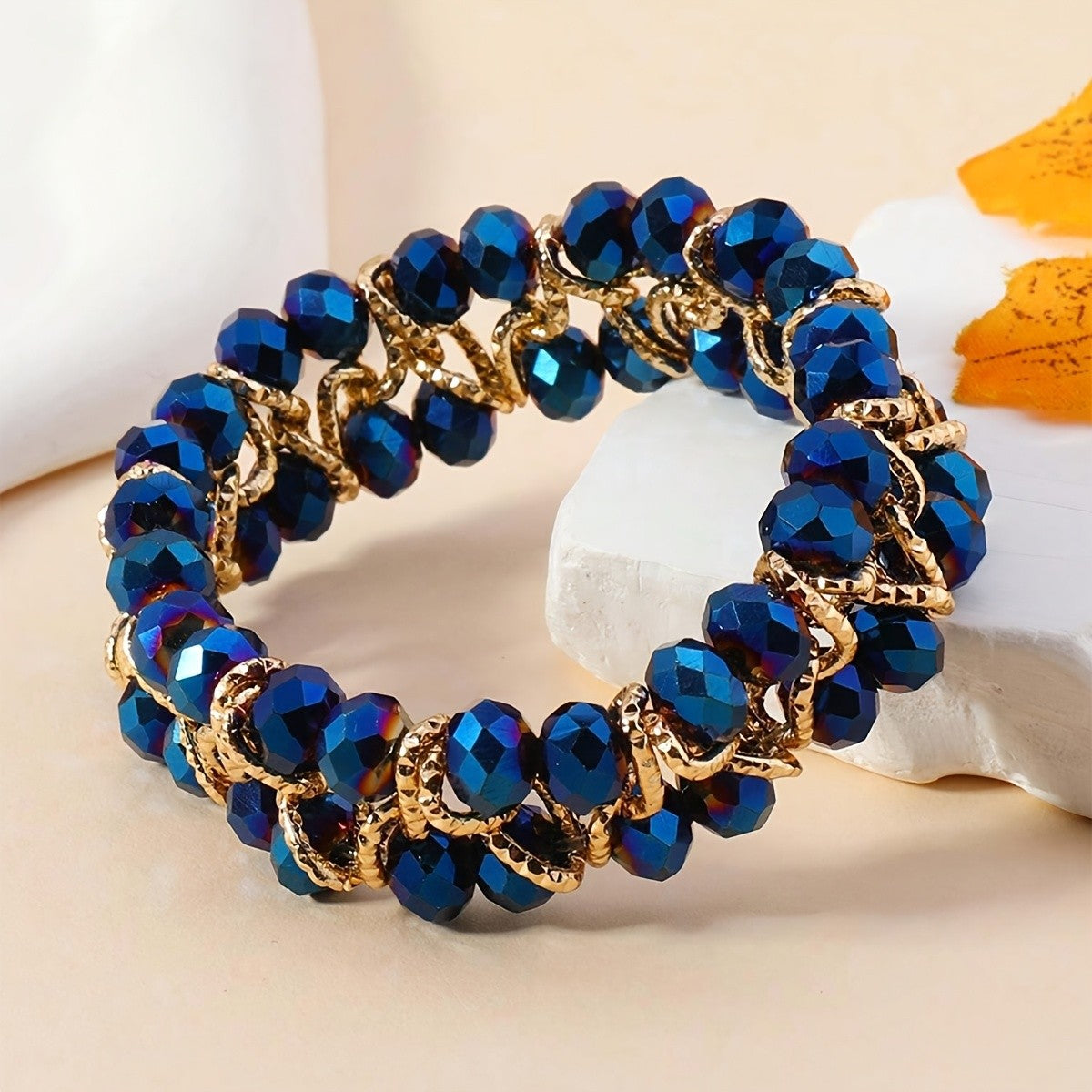 14k Boho Blue Crystal Bracelet