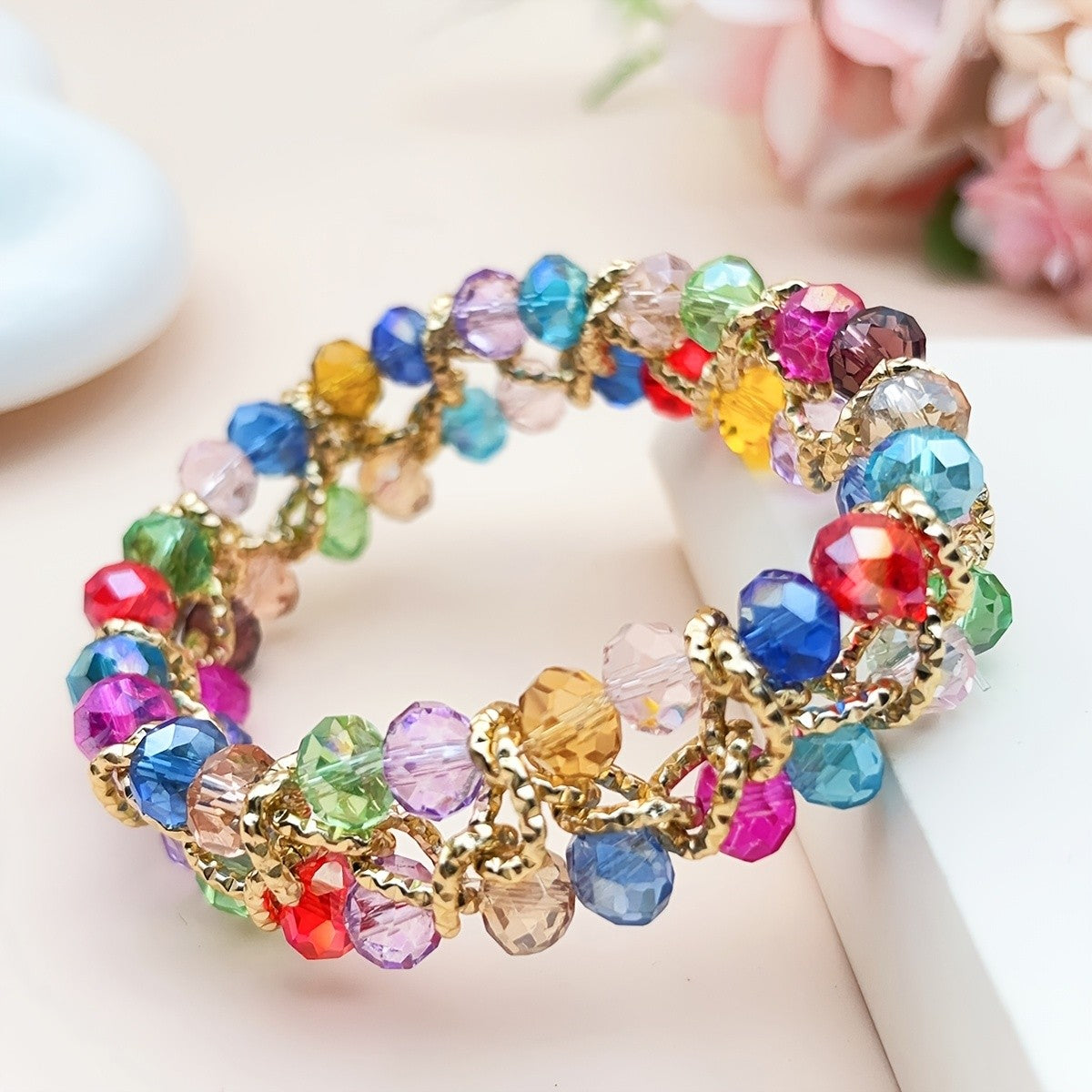 14k Boho Blue Crystal Bracelet