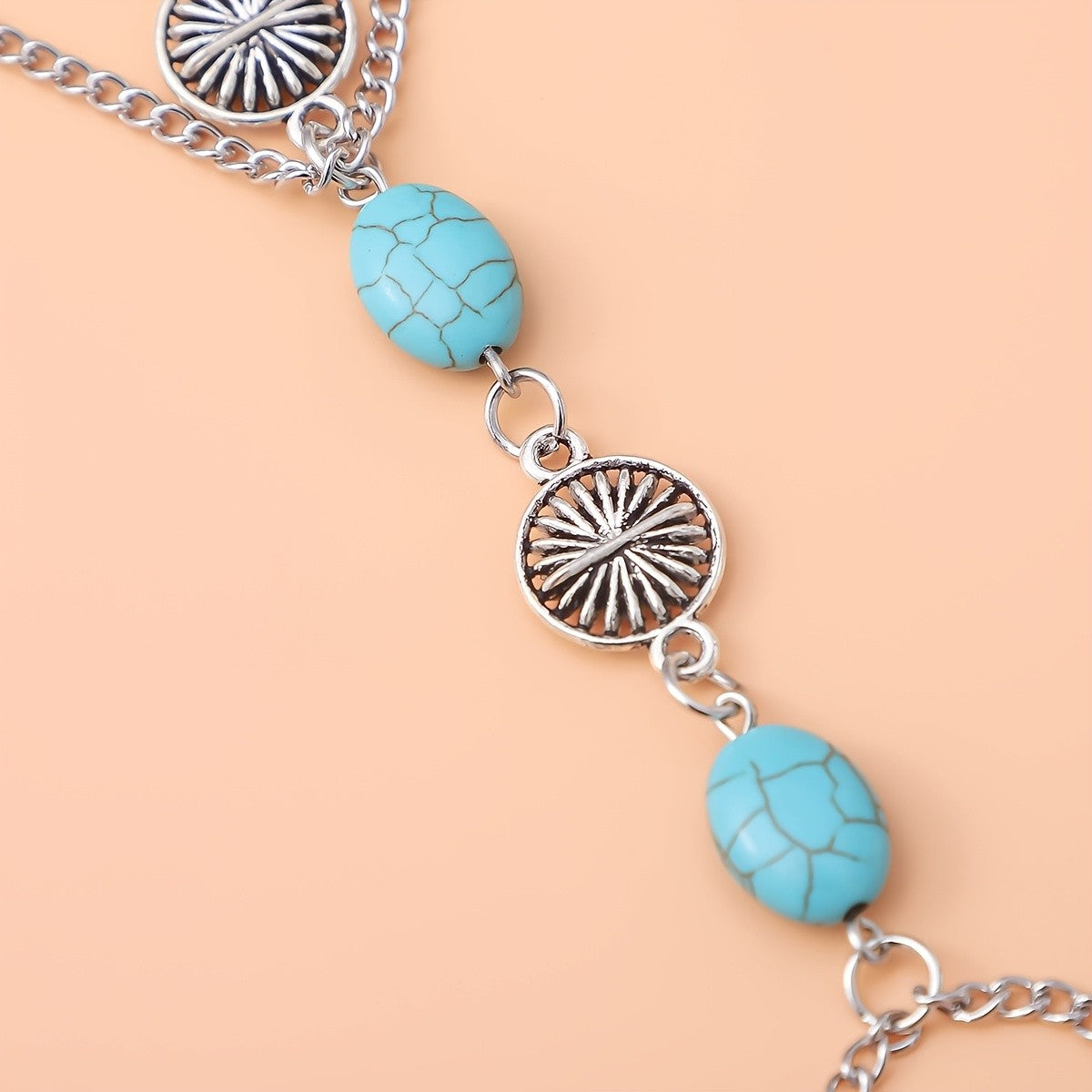 Boho Turquoise Sunburst Anklet