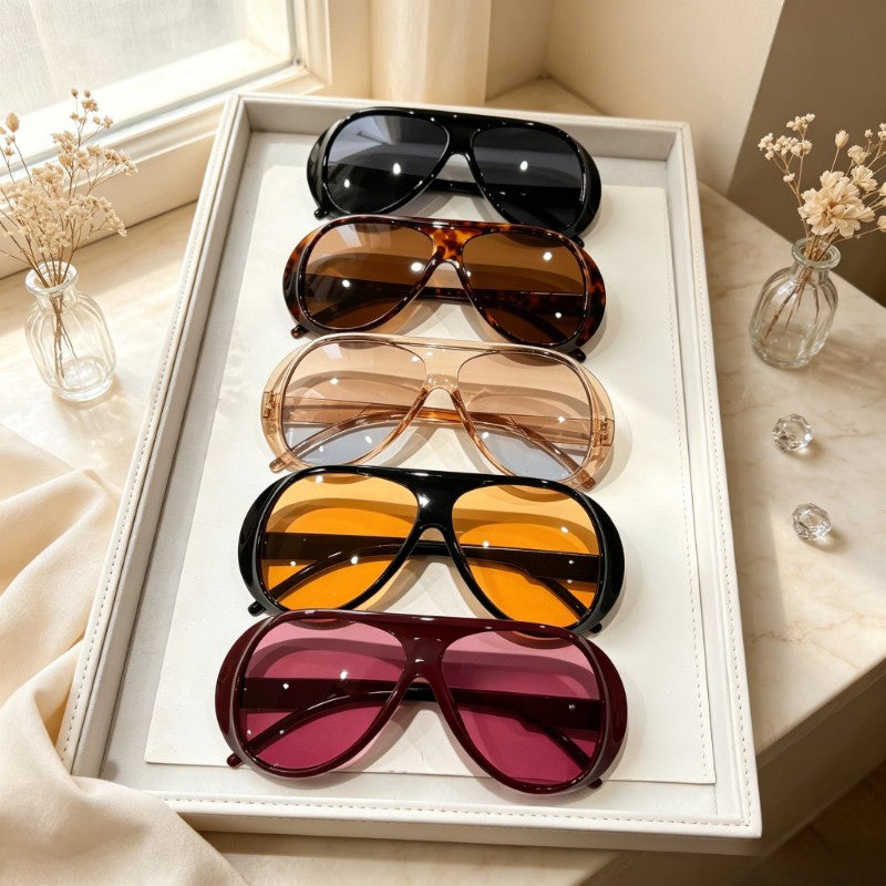 5pc Retro Oversized Pilot Sunglasses Set