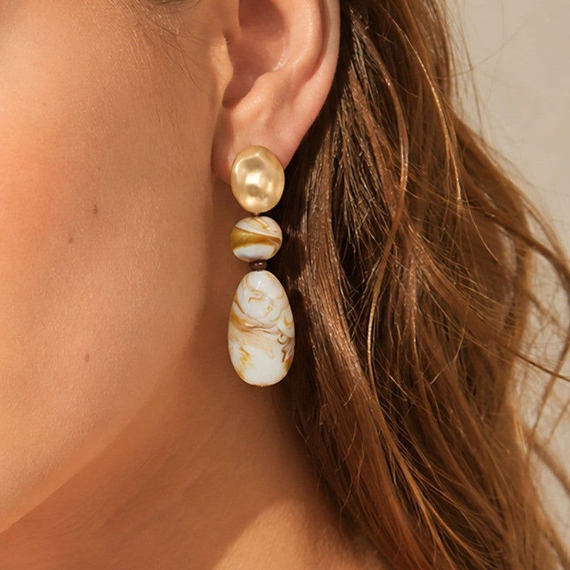 Classy Marbled Resin Drop Earrings
