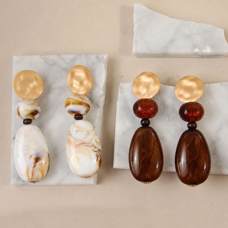 Classy Marbled Resin Drop Earrings