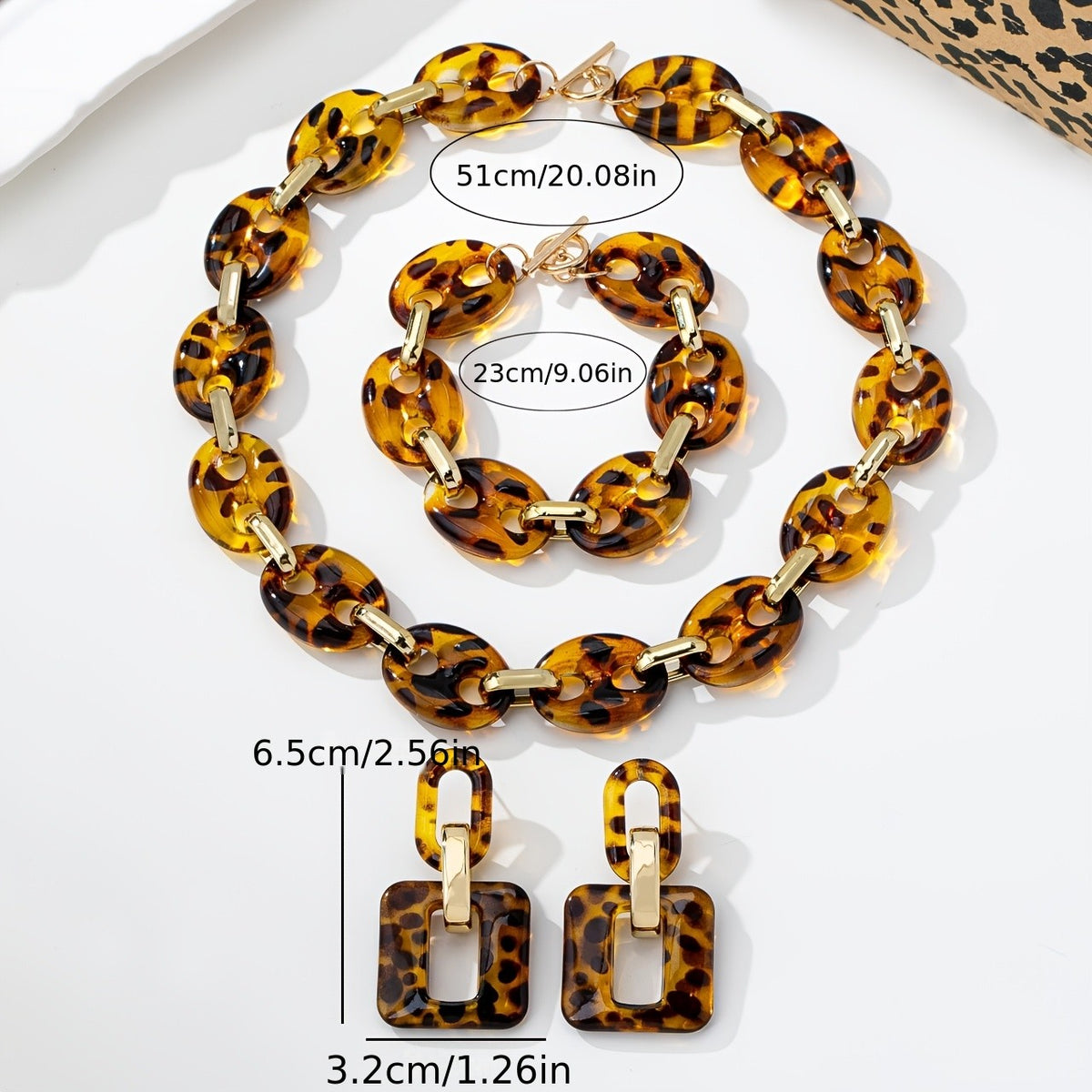 Classy Leopard Print Resin Chain Set