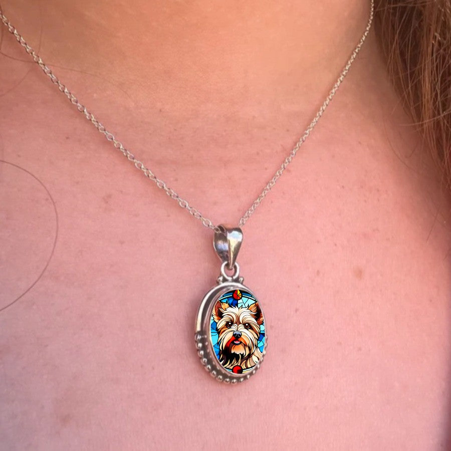 Classy Stained Glass Dog Necklace