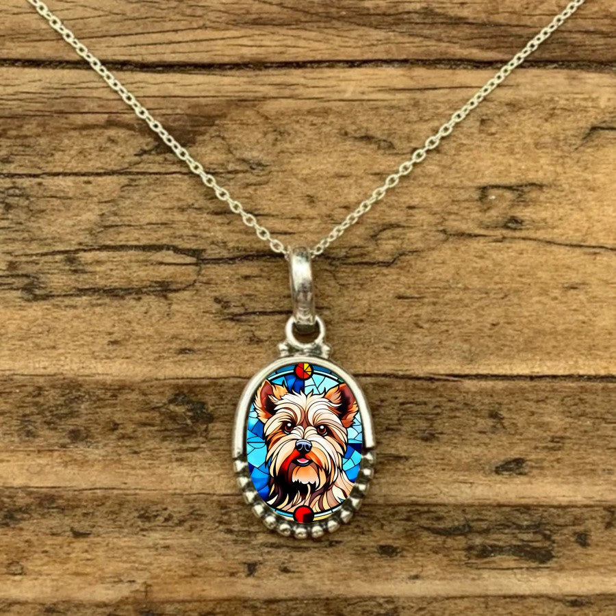 Classy Stained Glass Dog Necklace
