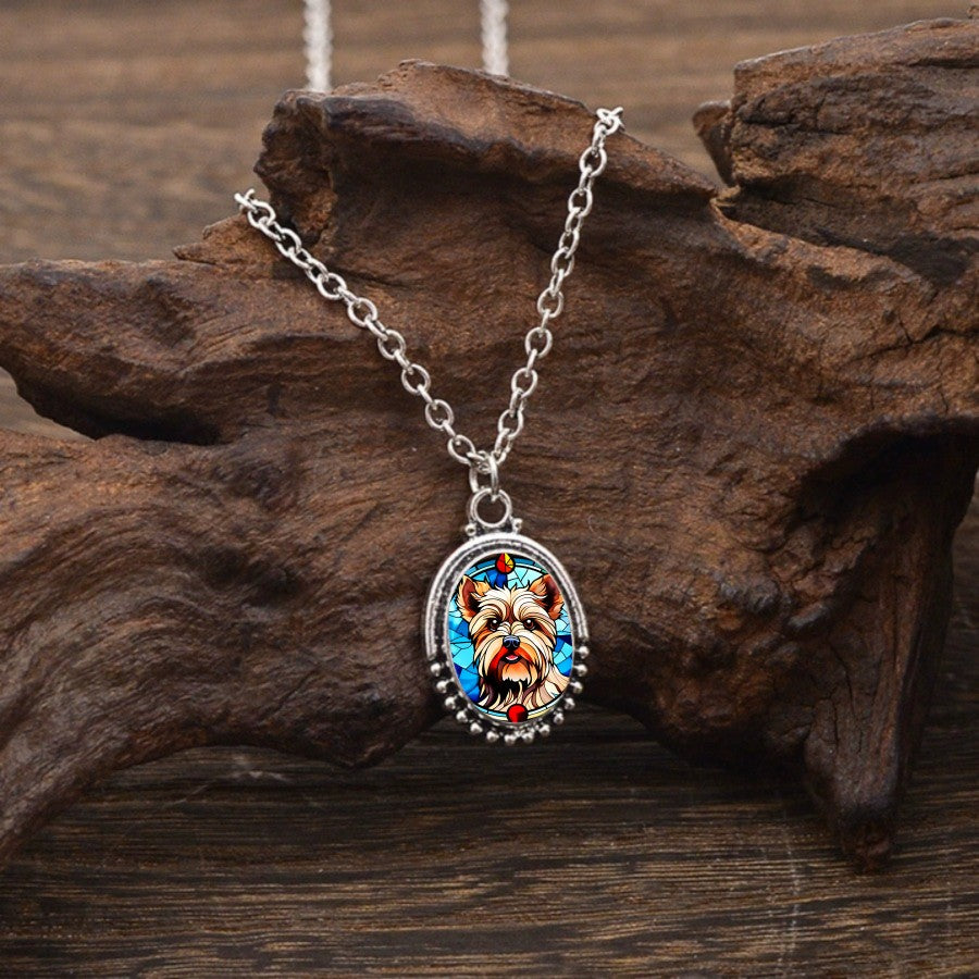 Classy Stained Glass Dog Necklace