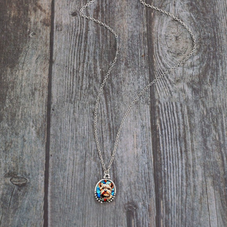 Classy Stained Glass Dog Necklace