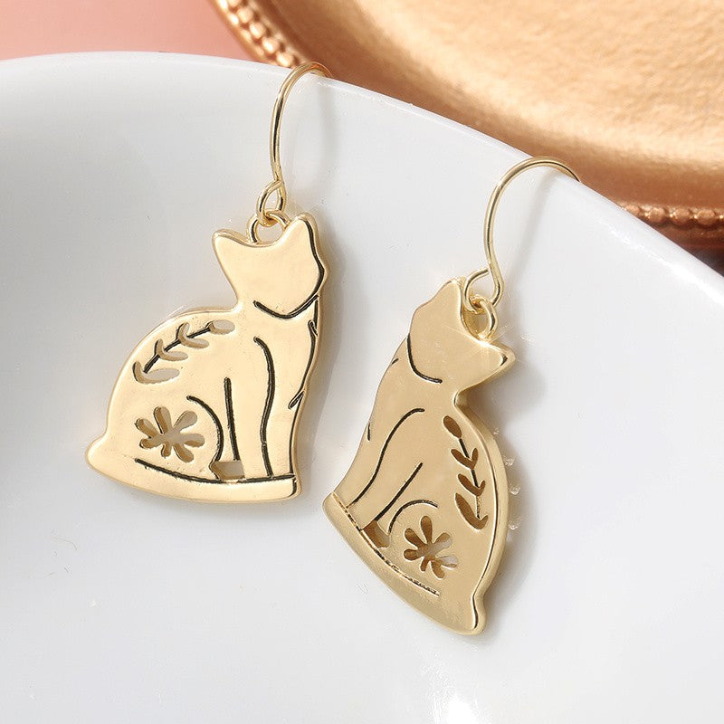 Vintage Inspired Floral Cat Earrings
