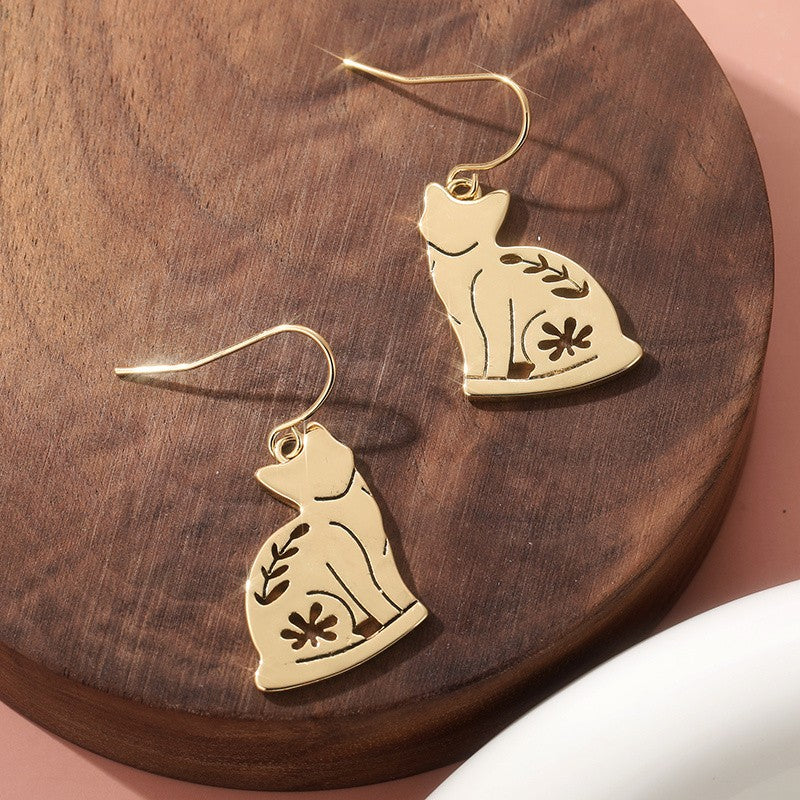 Vintage Inspired Floral Cat Earrings