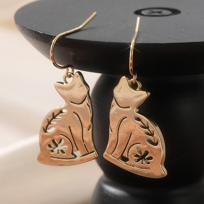 Vintage Inspired Floral Cat Earrings