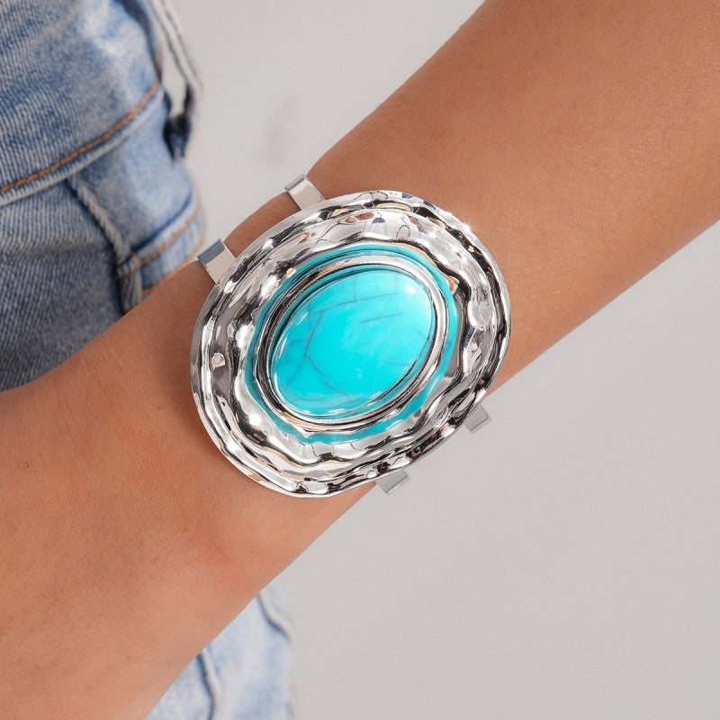 Boho Turquoise Collar Necklace, Ring, Bracelet & Earring Set