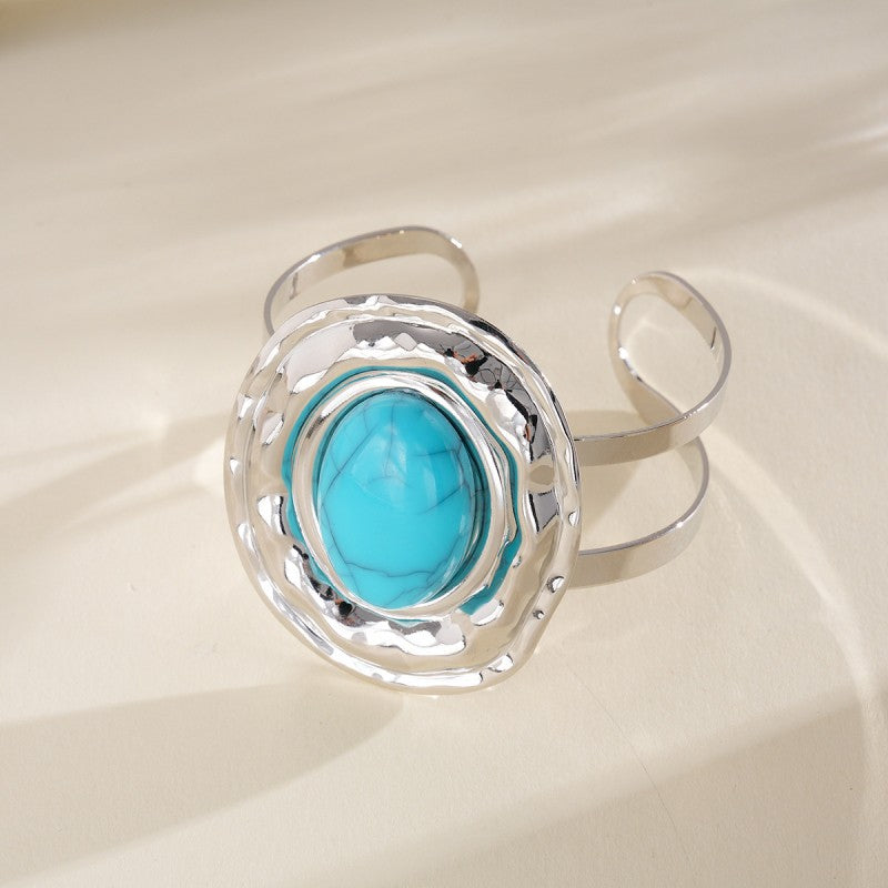 Boho Turquoise Collar Necklace, Ring, Bracelet & Earring Set
