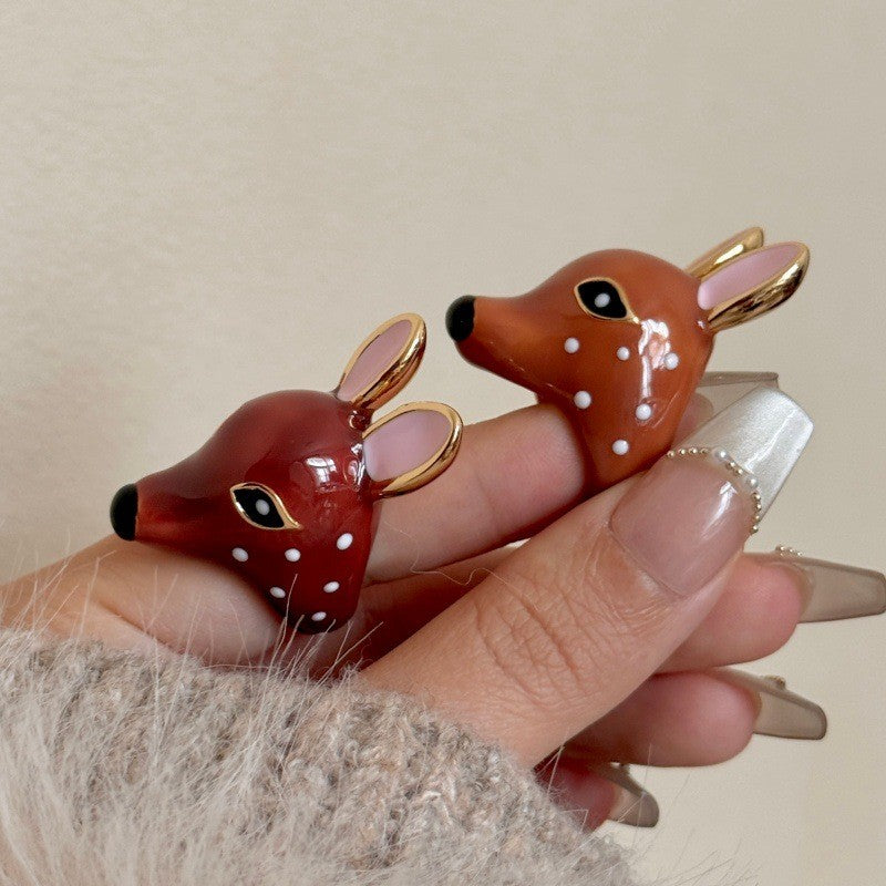 Cute Enamel Fawn Open Ring