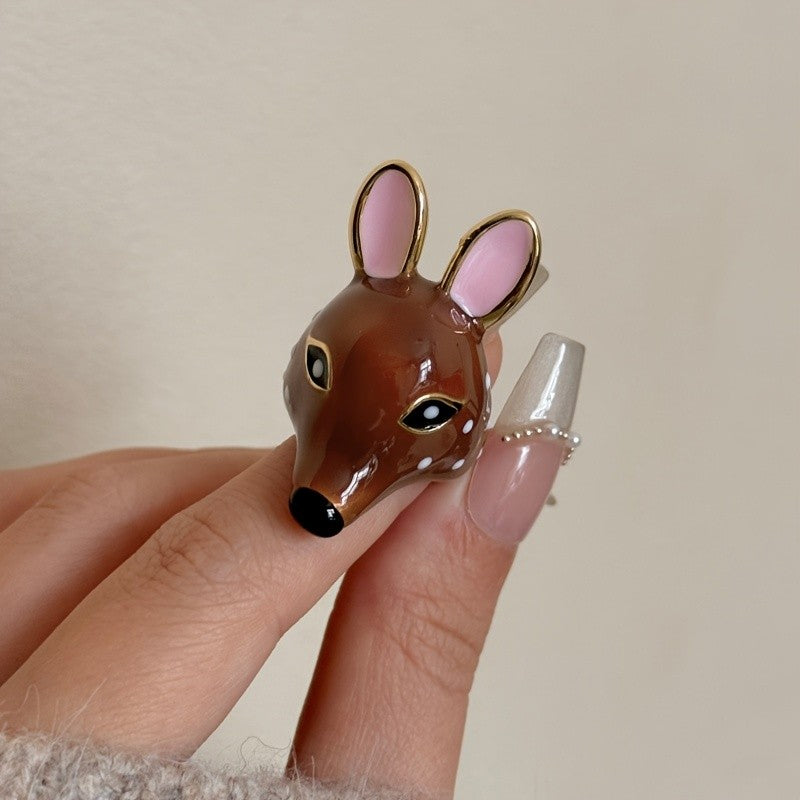 Cute Enamel Fawn Open Ring