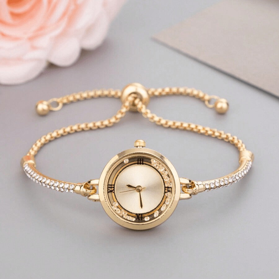 Elegant Adjustable Crystal Dial Watch Bracelet