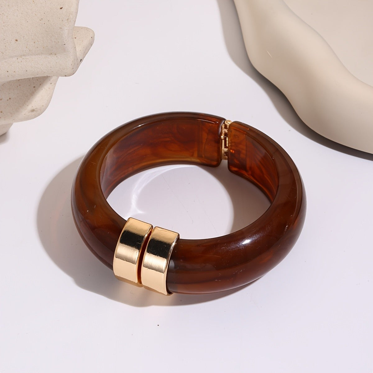 Boho Marbled Resin Cuff Bracelet