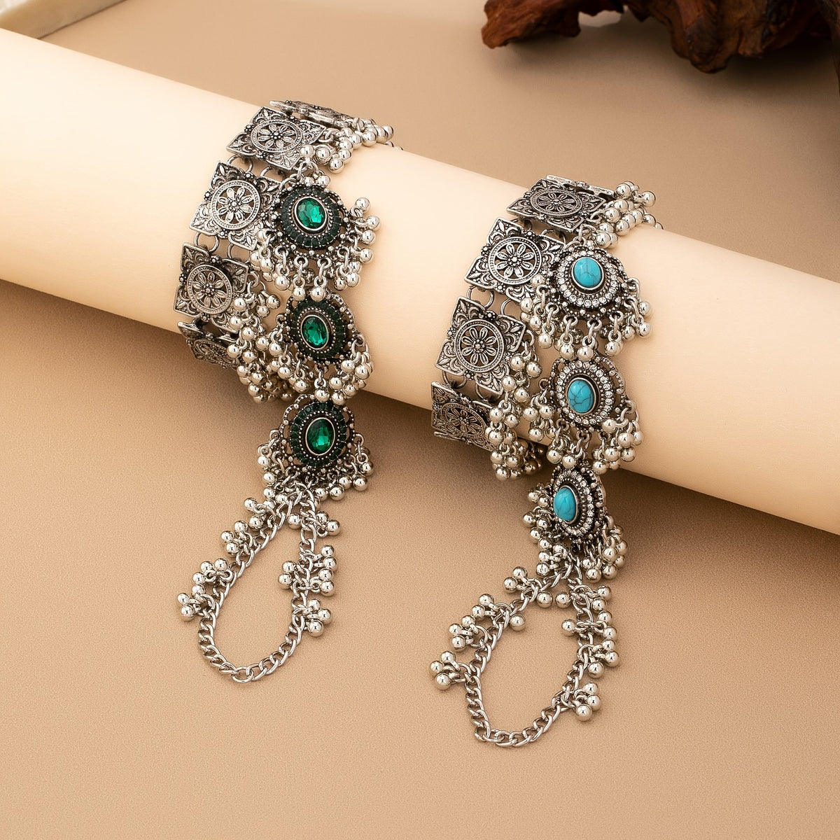 Boho Turquoise Stone Hand Chain Bracelet