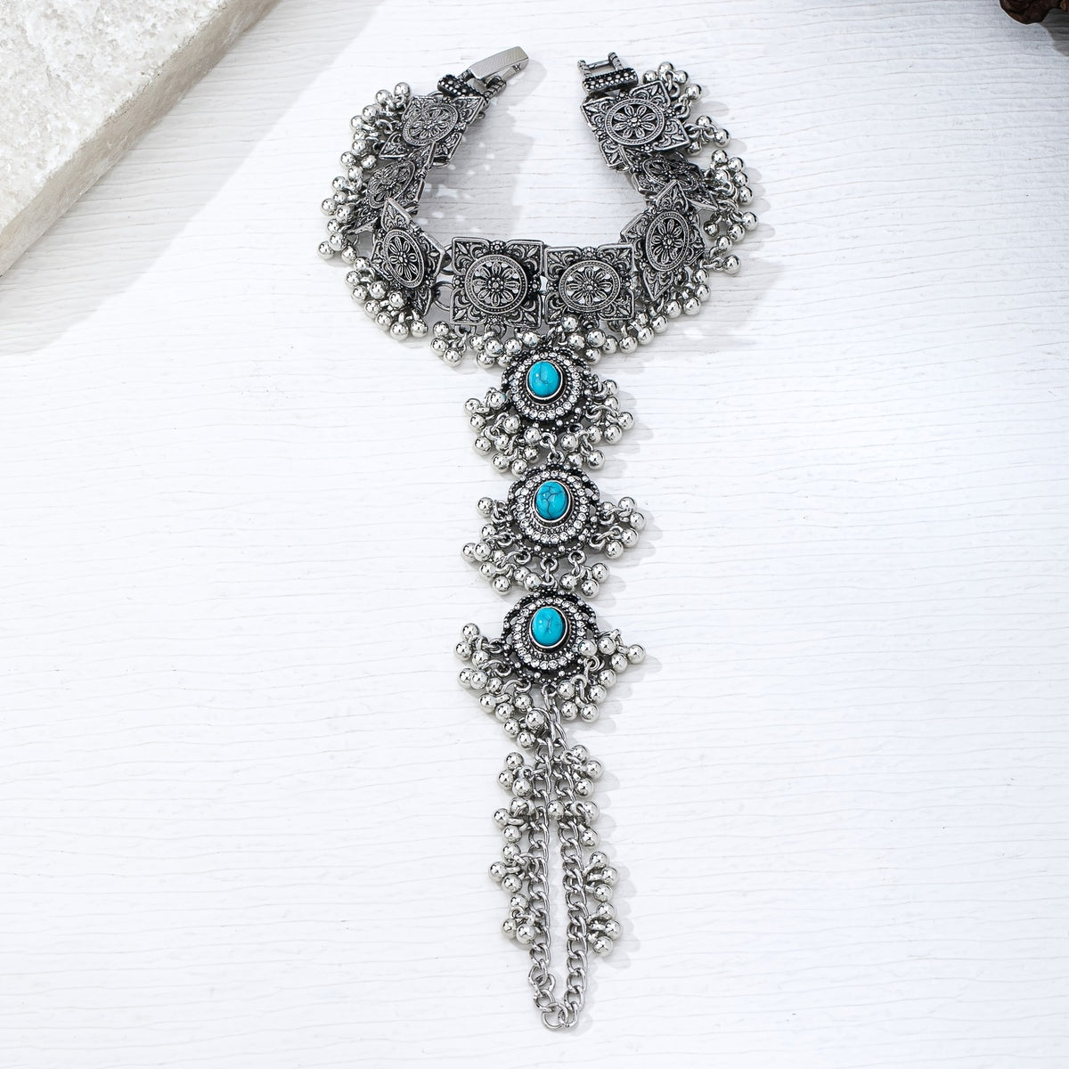 Boho Turquoise Stone Hand Chain Bracelet