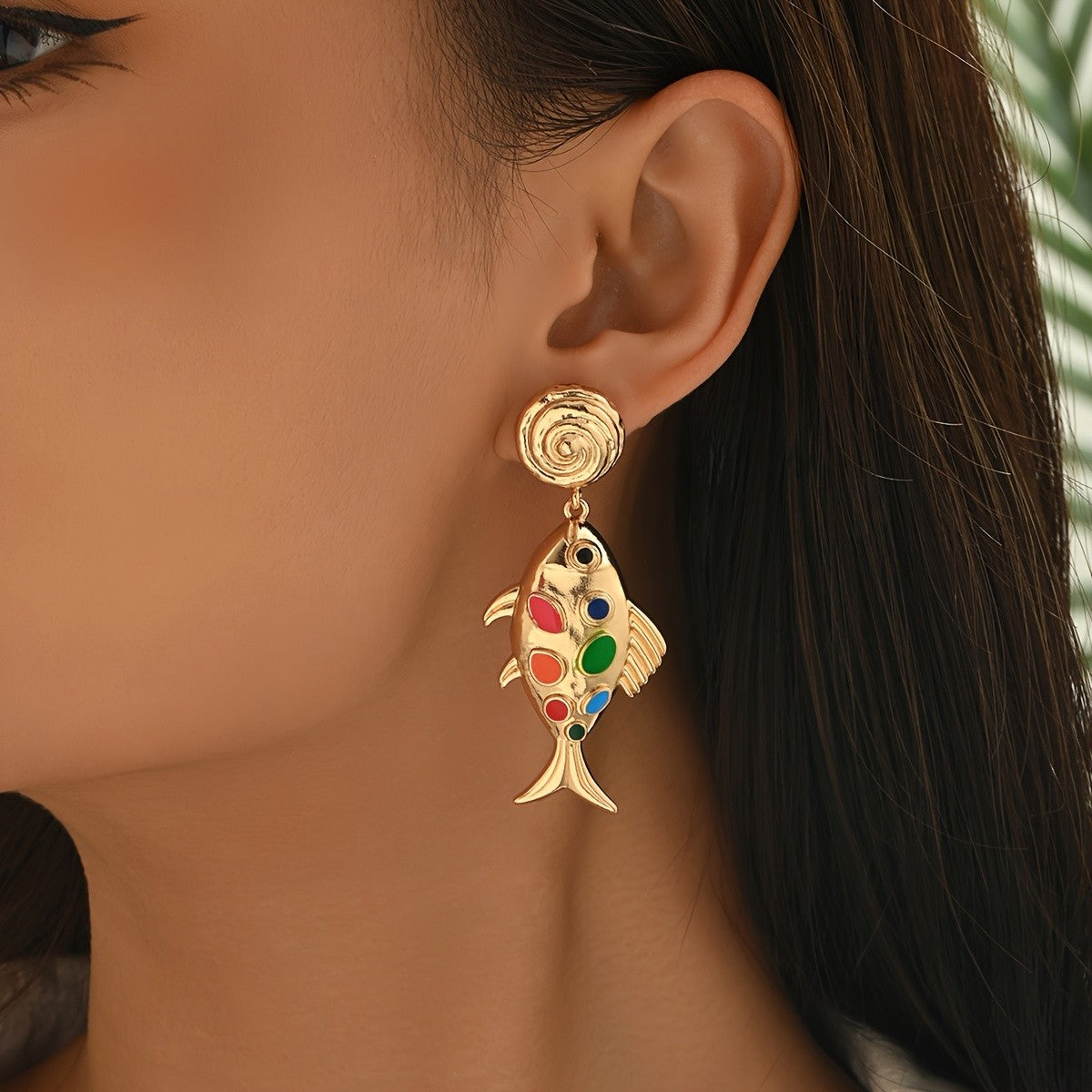 Classy Enamel Fish Drop Earrings