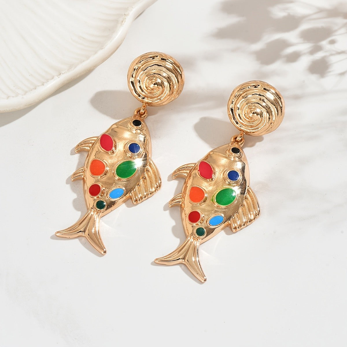 Classy Enamel Fish Drop Earrings