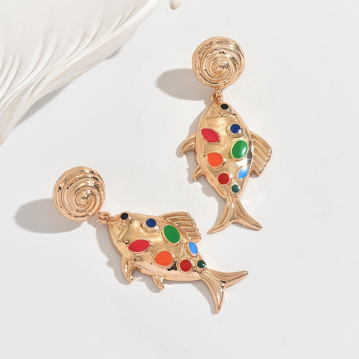 Classy Enamel Fish Drop Earrings