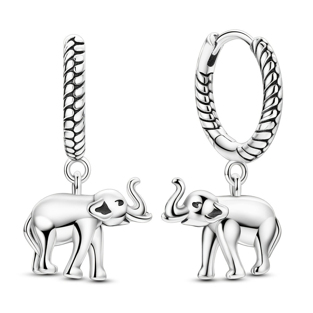 Dainty Elephant Charm Hoop Earrings