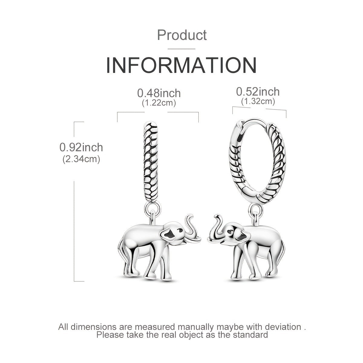 Dainty Elephant Charm Hoop Earrings