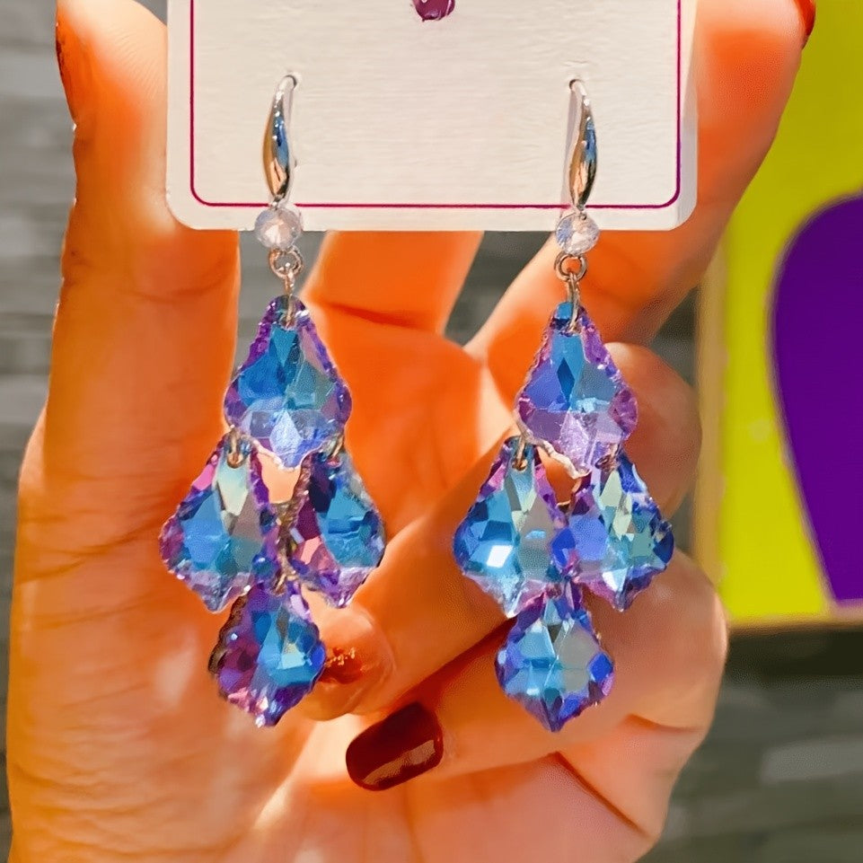 Elegant Royal Blue Crystal Drop Earrings