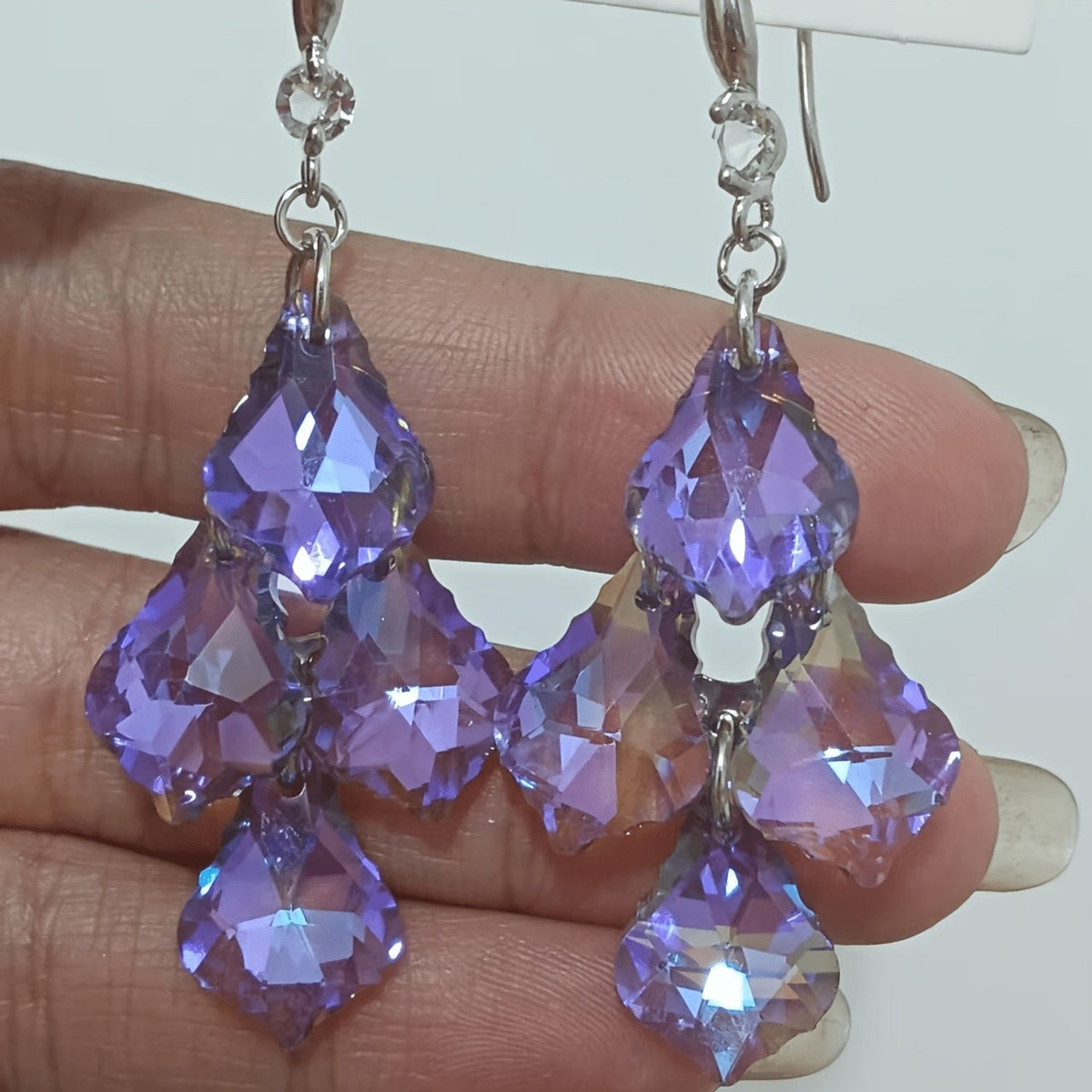 Elegant Royal Blue Crystal Drop Earrings
