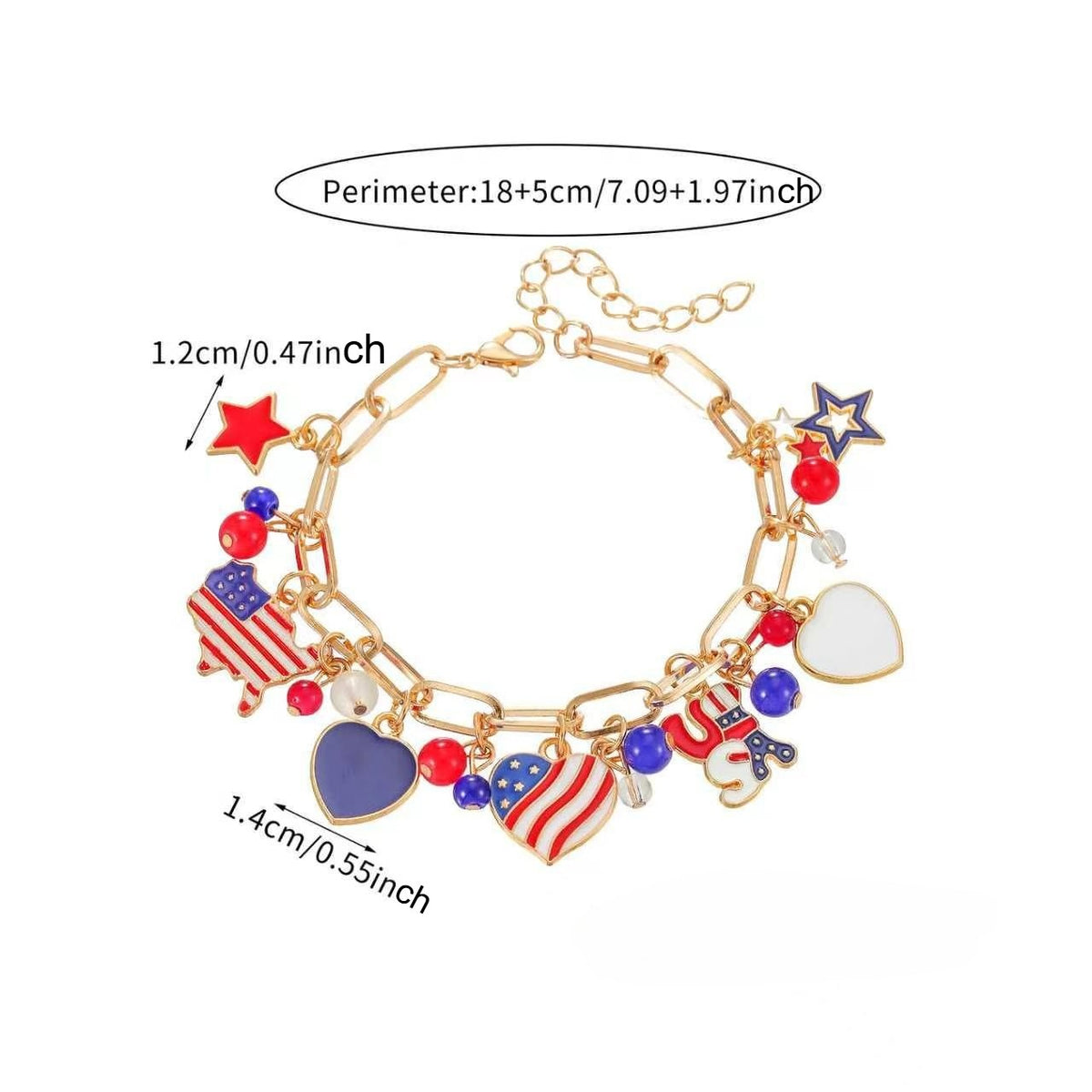 Patriotic American Flag Charm Bracelet