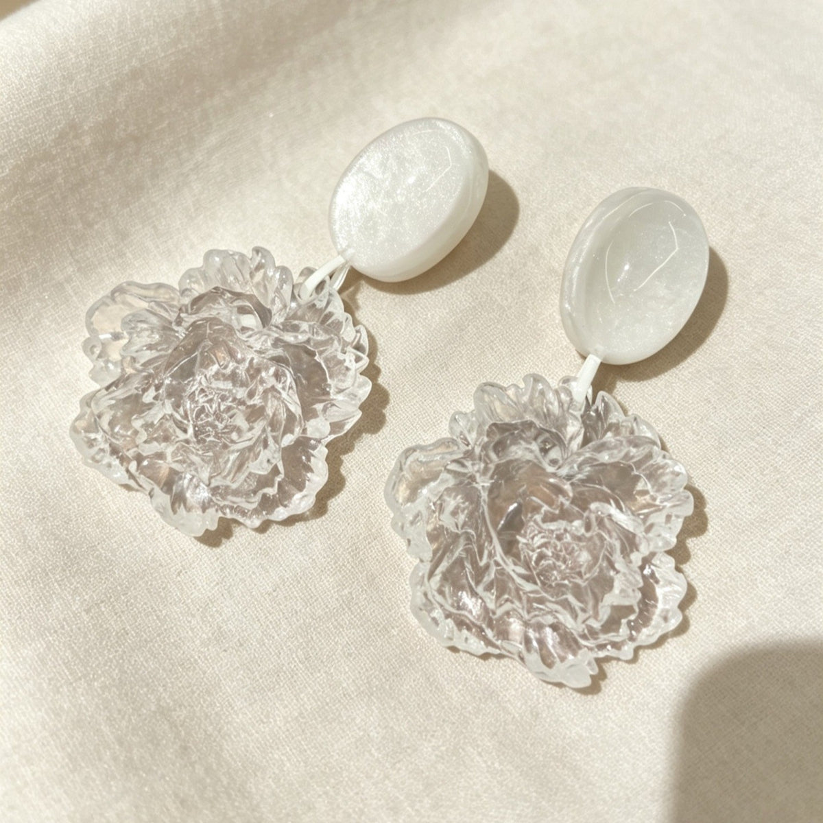 Romantic Clear Acrylic Peony Drop Earrings