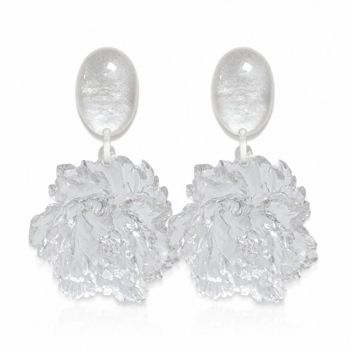 Romantic Clear Acrylic Peony Drop Earrings