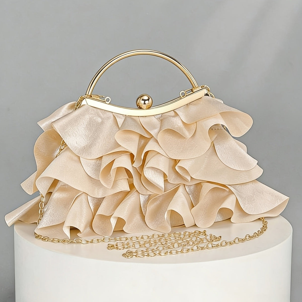 Romantic Burgundy Ruffle Flower Clutch