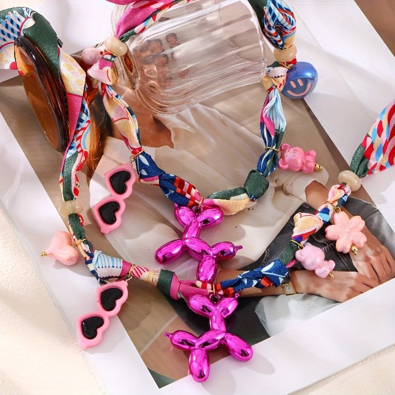 Playful Resin Balloon Dog Charm Necklace