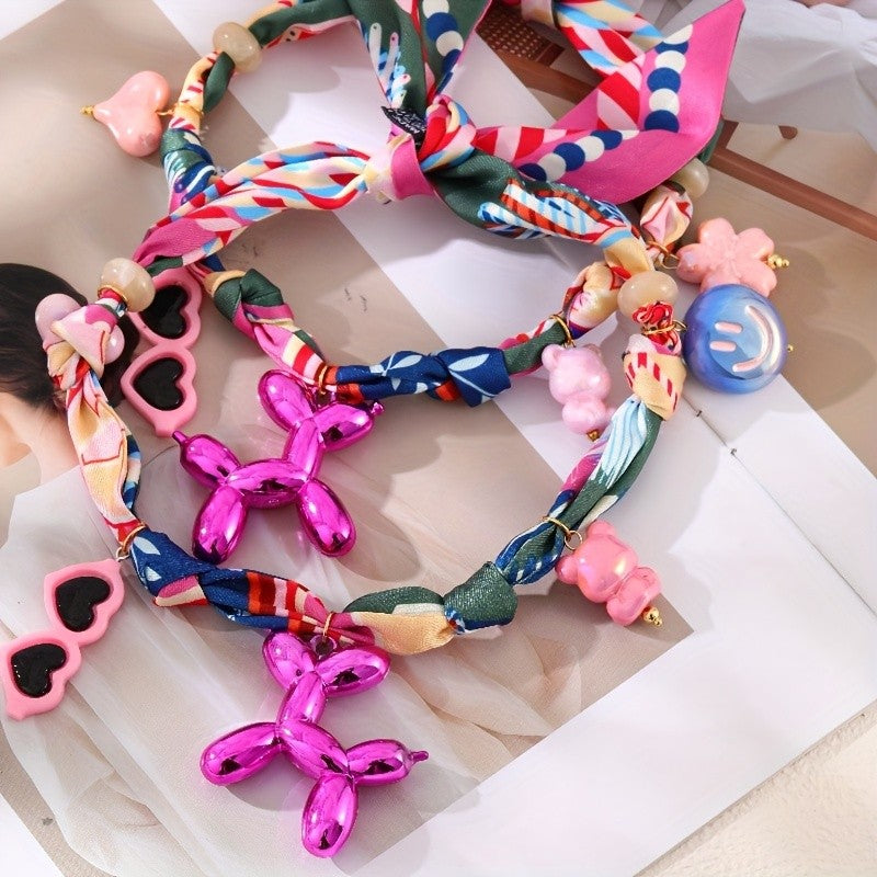 Playful Resin Balloon Dog Charm Necklace