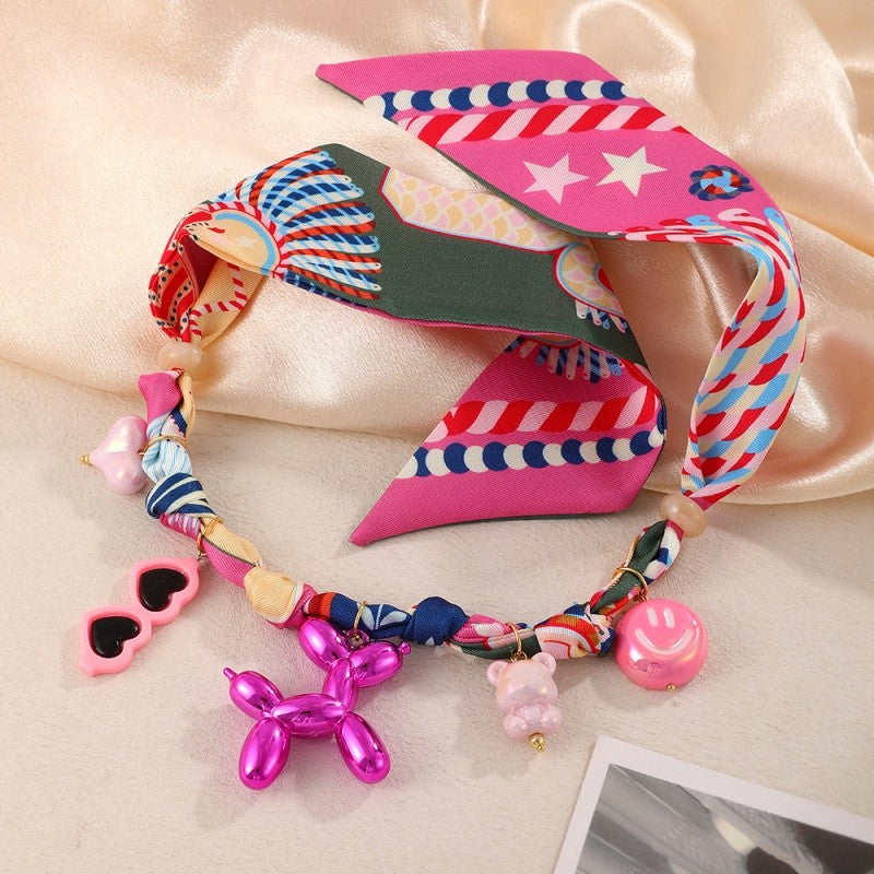 Playful Resin Balloon Dog Charm Necklace