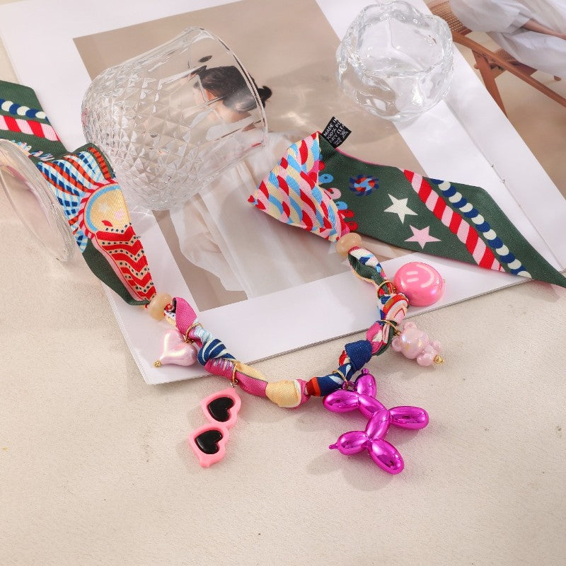Playful Resin Balloon Dog Charm Necklace