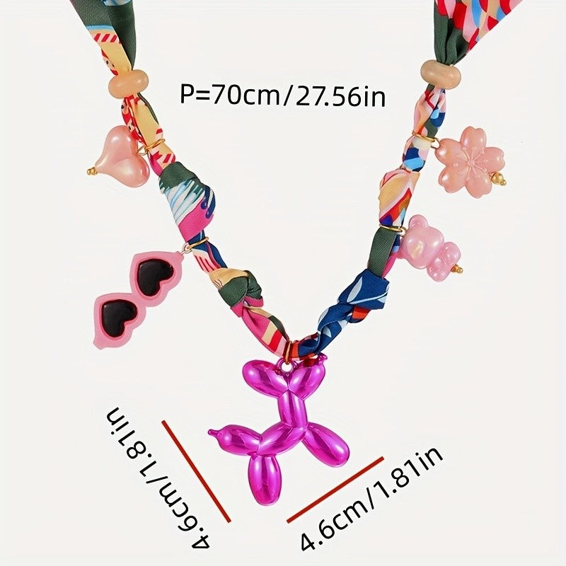 Playful Resin Balloon Dog Charm Necklace