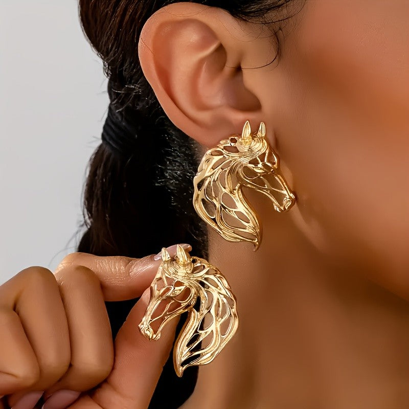 14k Elegant Horse Head Earrings