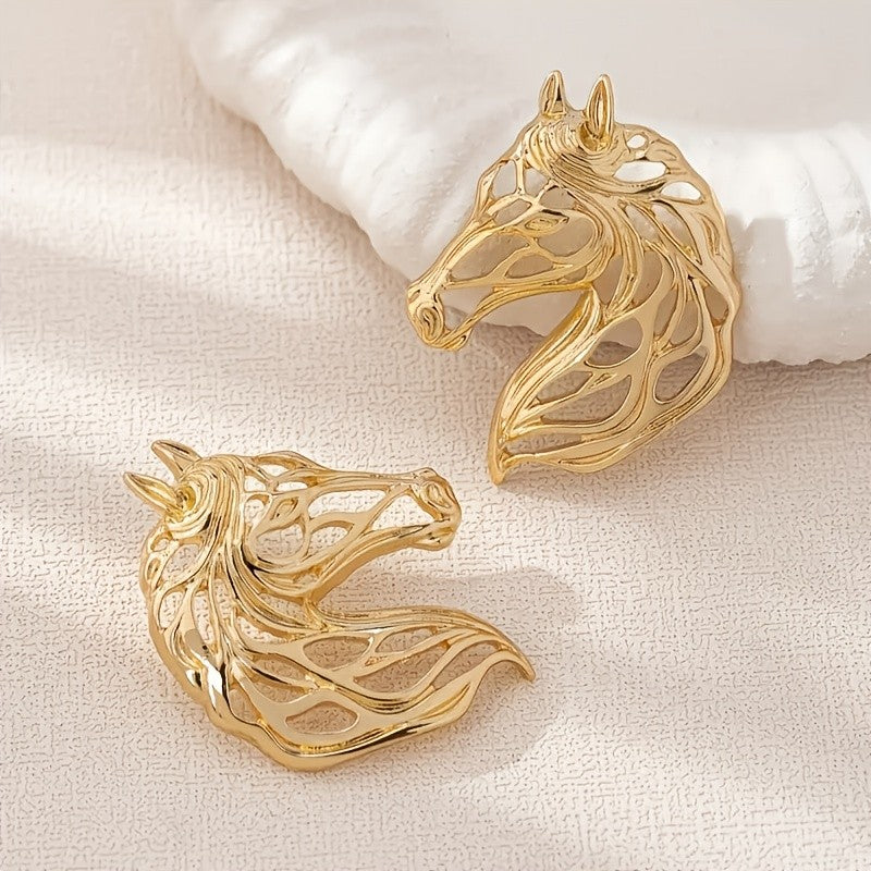 14k Elegant Horse Head Earrings