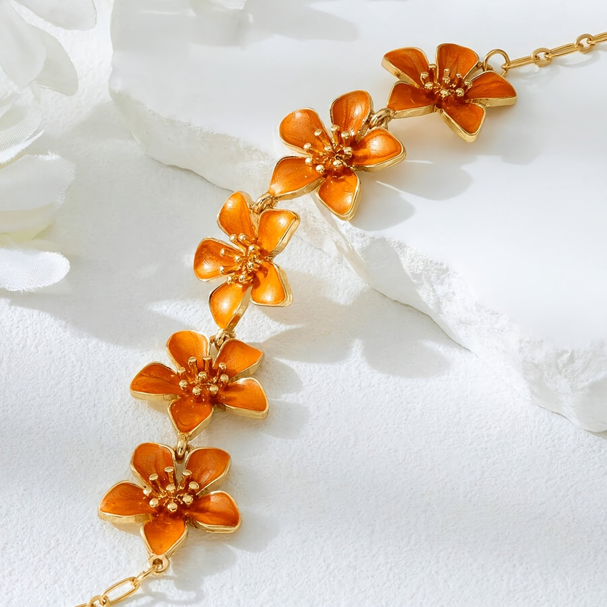 Romantic Orange Floral Anklet