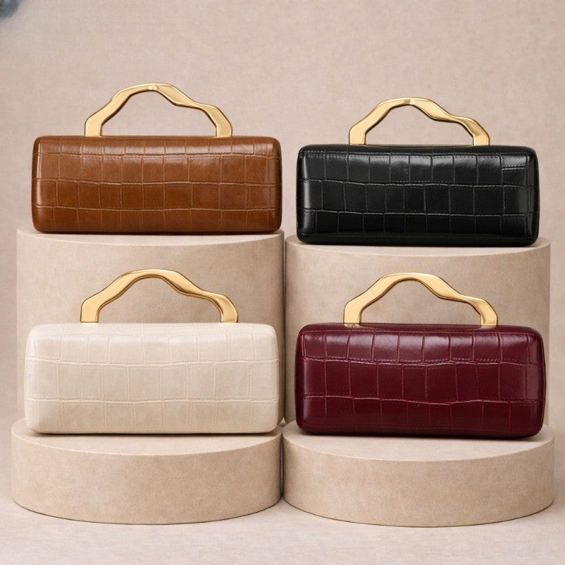 Elegant Croc Embossed Box Clutch