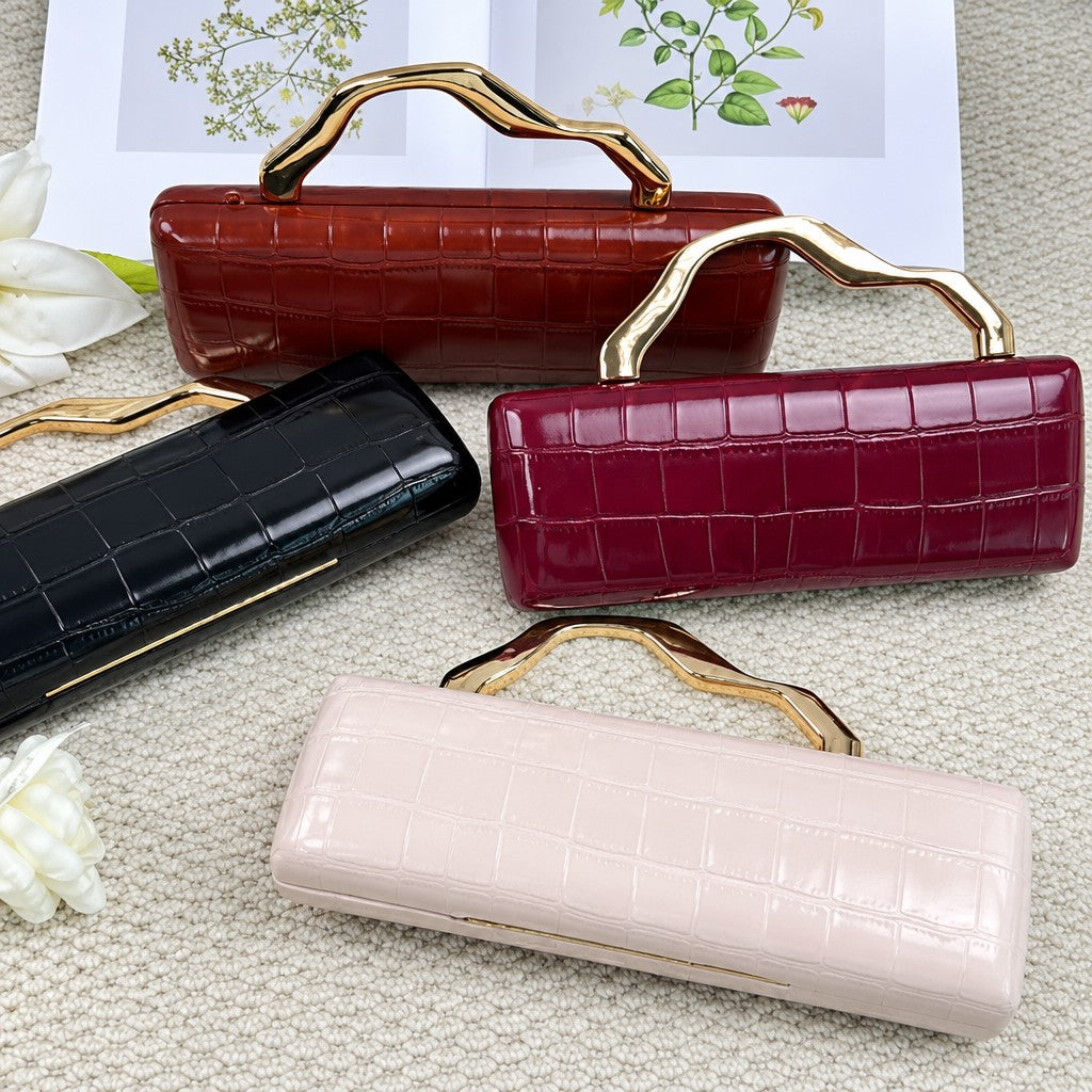 Elegant Croc Embossed Box Clutch