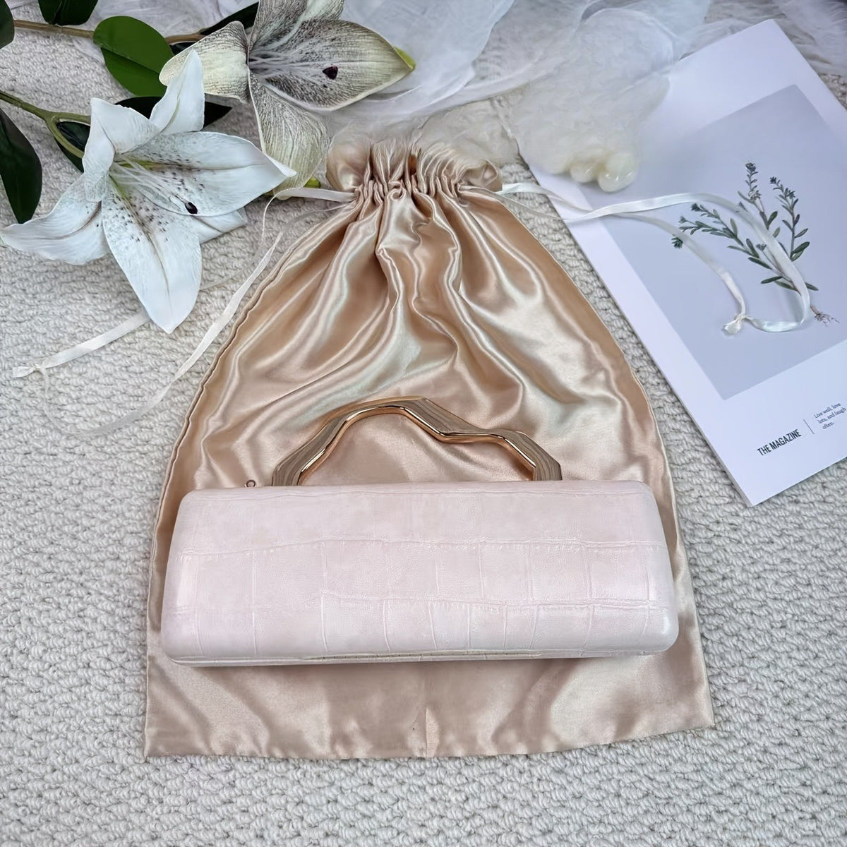 Elegant Croc Embossed Box Clutch