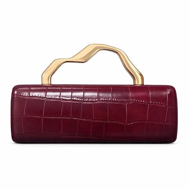 Elegant Croc Embossed Box Clutch